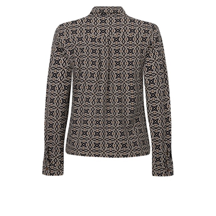 ZOSO Blouse Jolene travel print Zwart Camel
